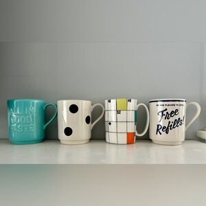 Kate Spade Coffee Mug Bundle Set of 4 Ceramic